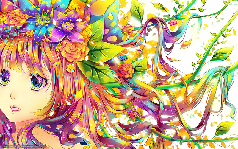 Anime girl with floral crown