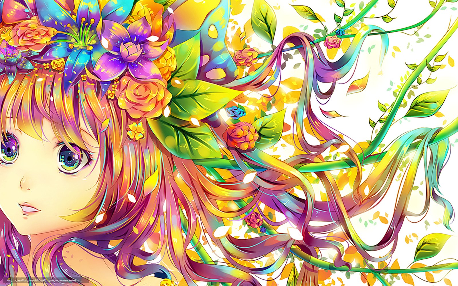 Anime girl with floral crown