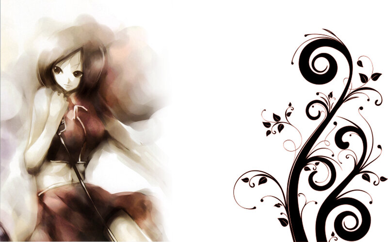 anime girl with floral design