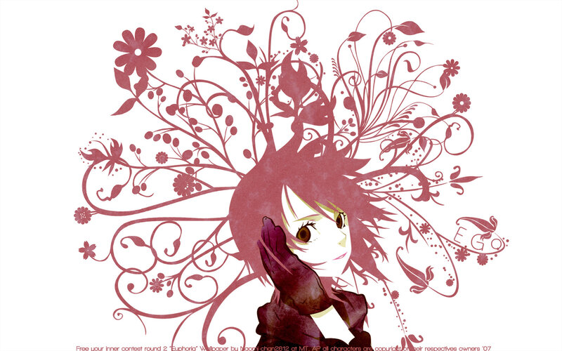 anime girl with floral design
