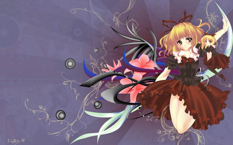 Anime girl with floral design