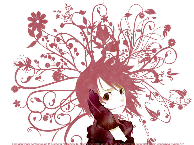 anime girl with floral design