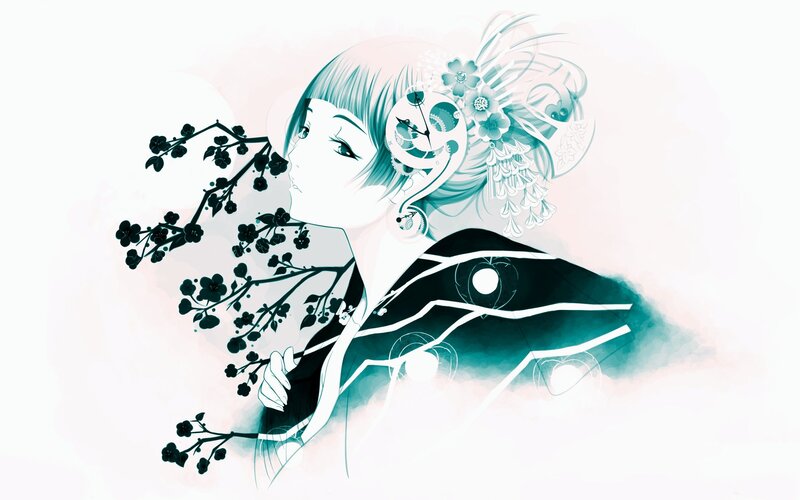 Anime girl with floral hair