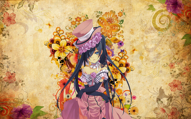 anime girl with floral hat