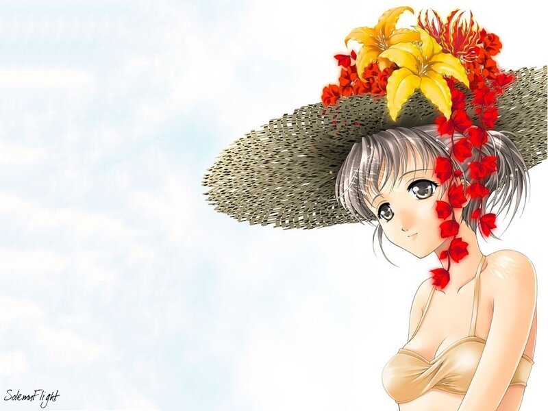 Anime girl with floral hat
