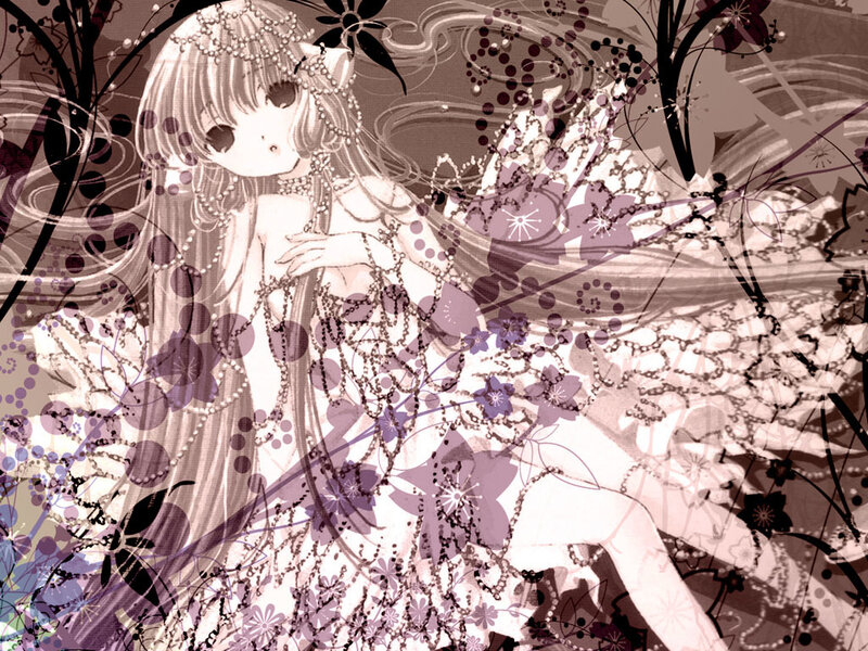 anime girl with floral patterns