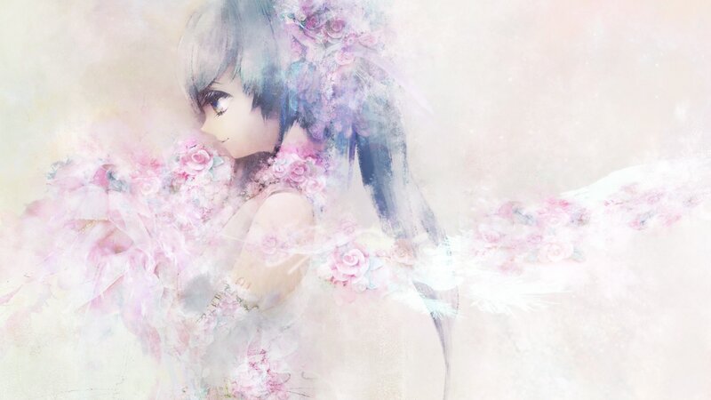 anime girl with floral wings