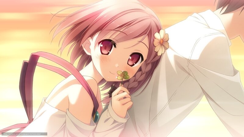 Anime girl with flower