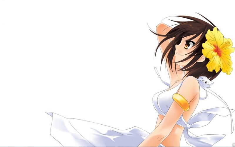 anime girl with flower