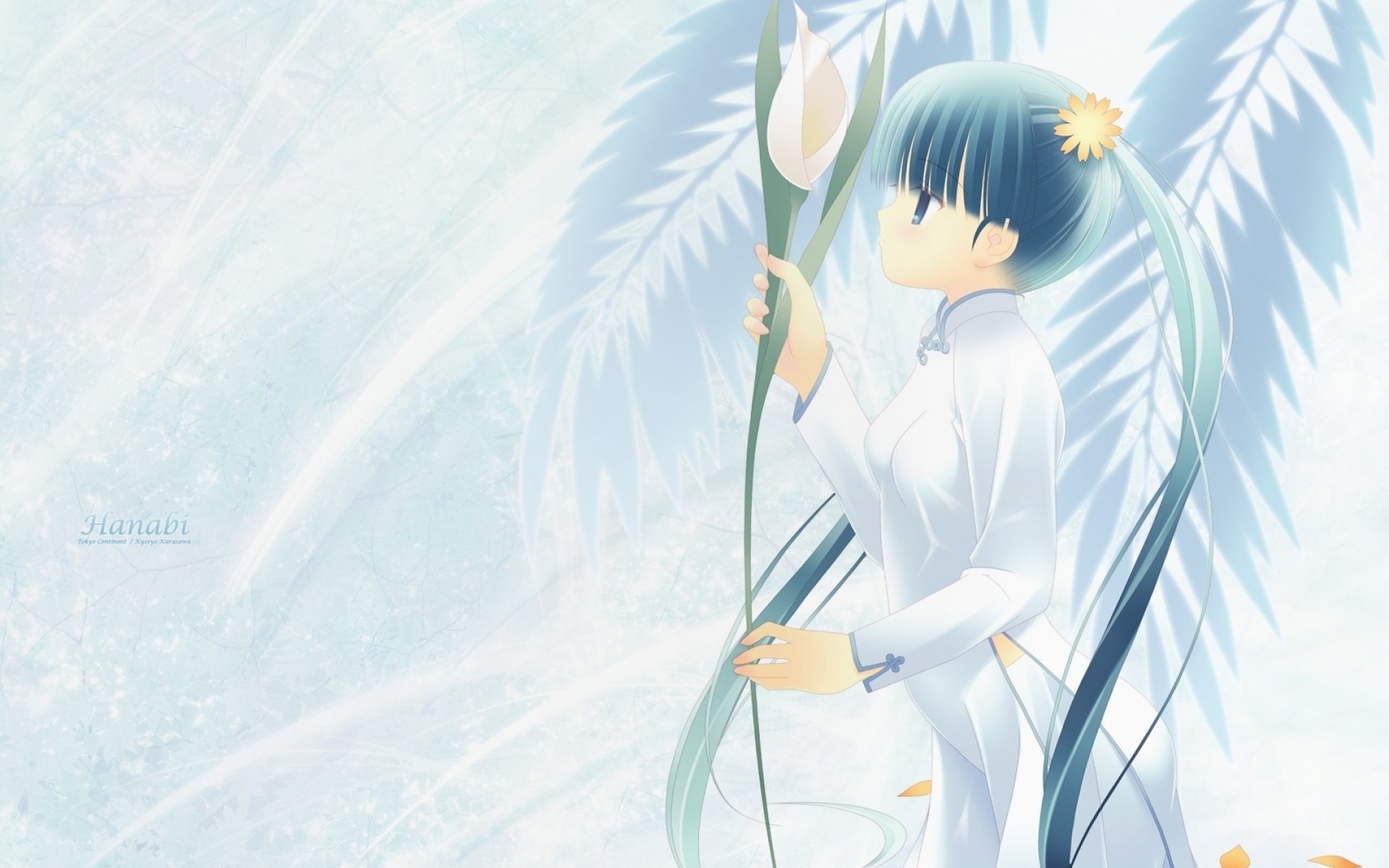 Anime girl with flower