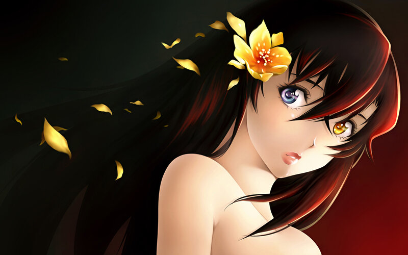 Anime girl with flower