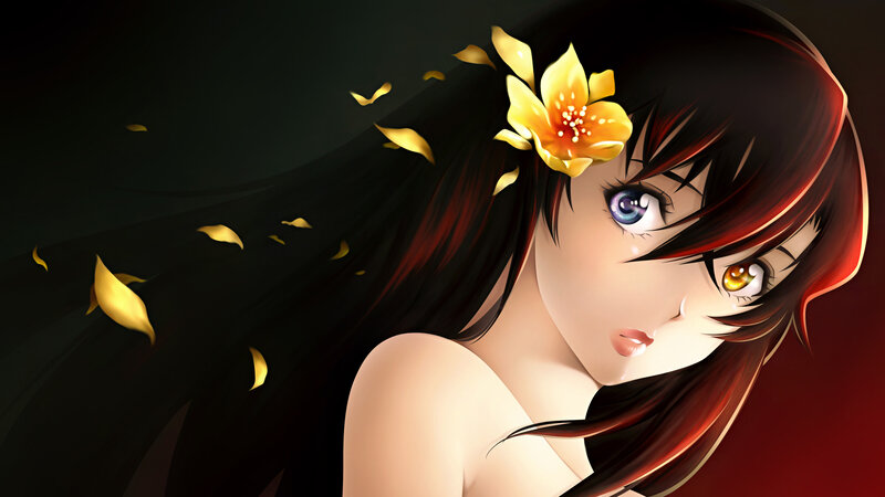 Anime girl with flower