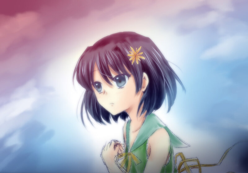 anime girl with flower
