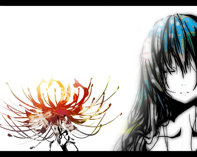 anime girl with flower