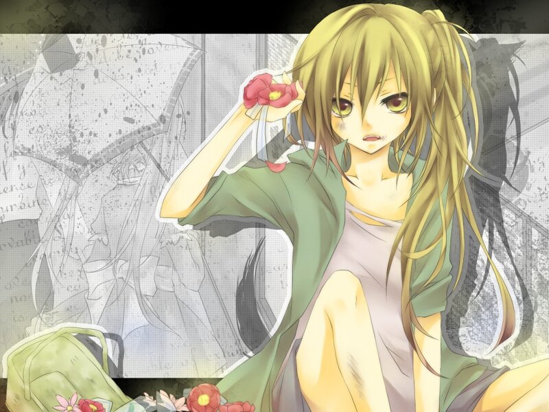 Anime girl with flower