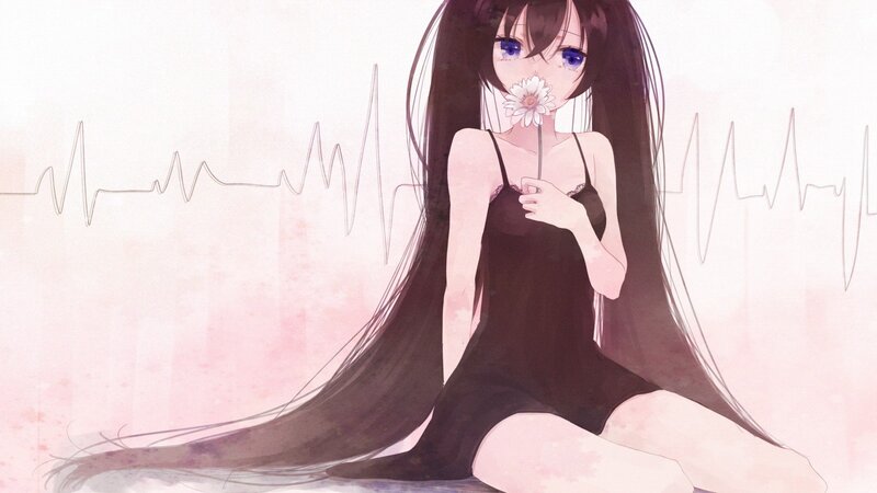Anime girl with flower
