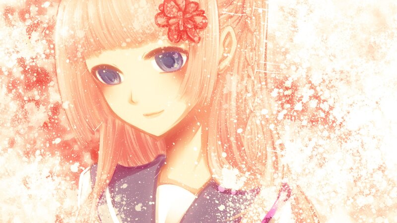anime girl with flower