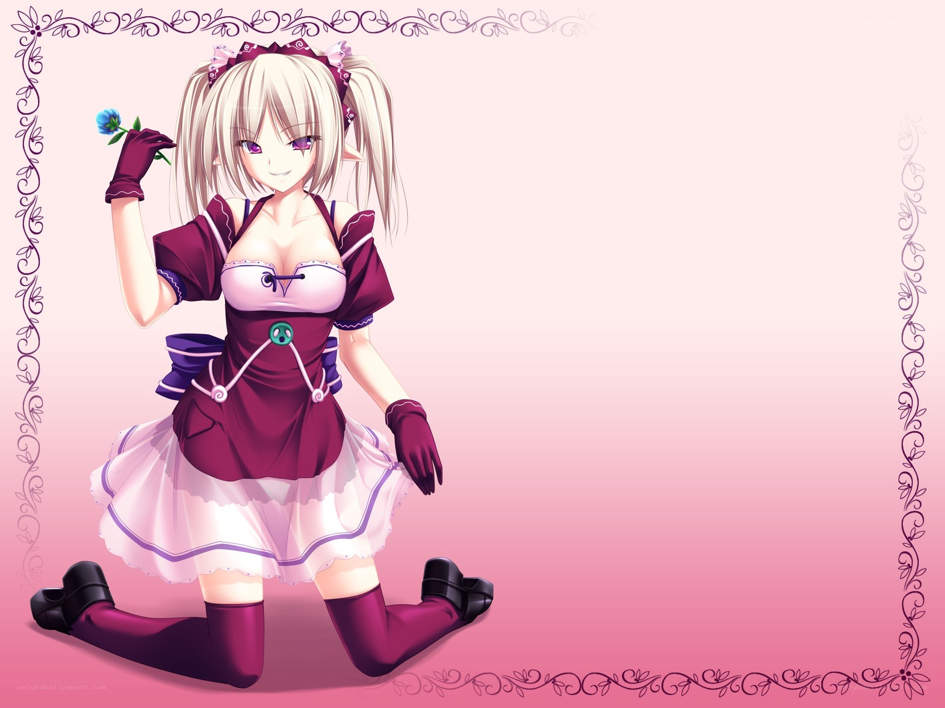 anime girl with flower