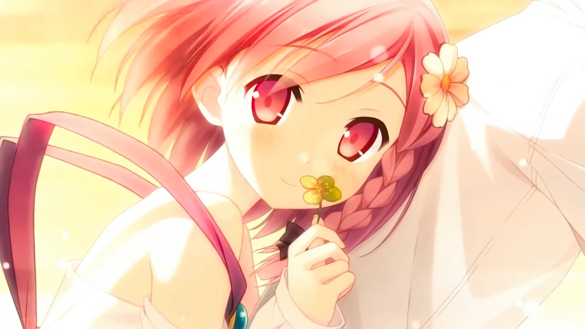 Anime girl with flower