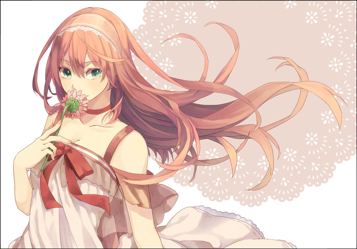 anime girl with flower