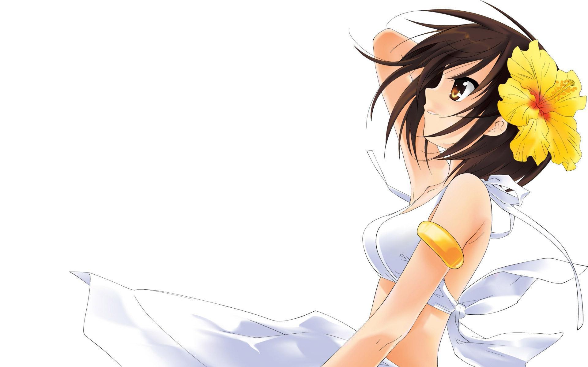anime girl with flower