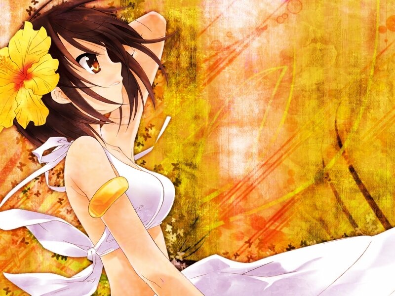 Anime girl with flower