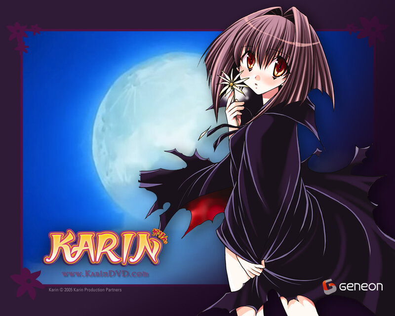 Anime girl with flower and moon