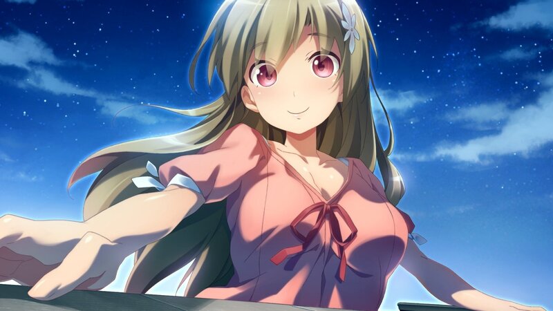 Anime Girl with Flower — Blue, Serene, Night, Night Sky