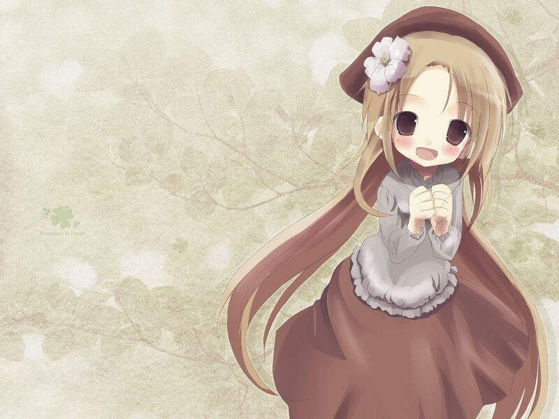 Anime Girl with Flower — Brown, Calm, Spring