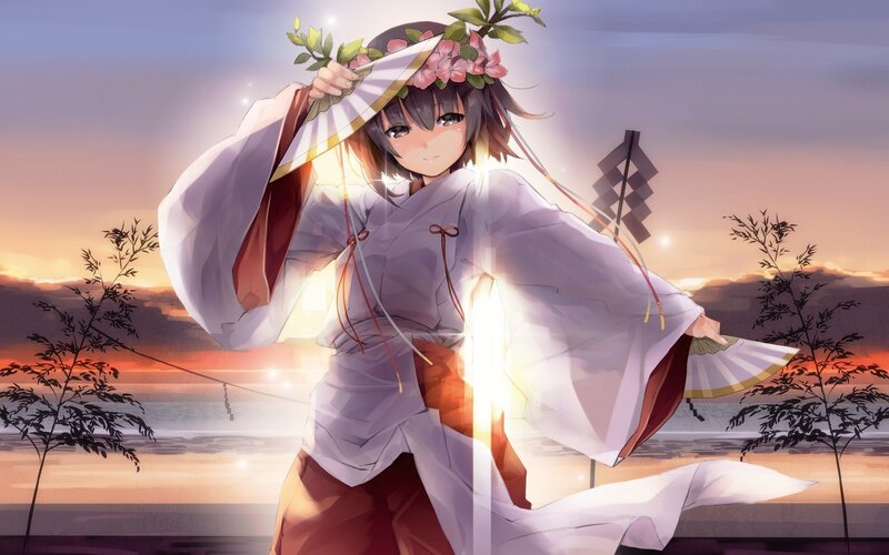 anime girl with flower crown