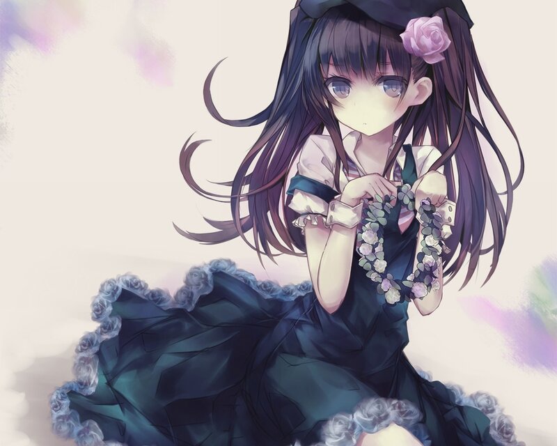 anime girl with flower crown