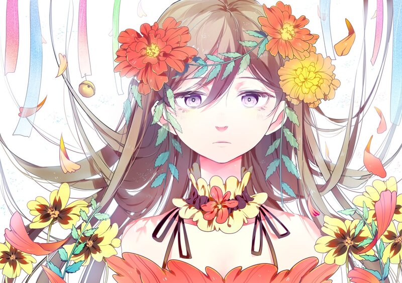 anime girl with flower crown