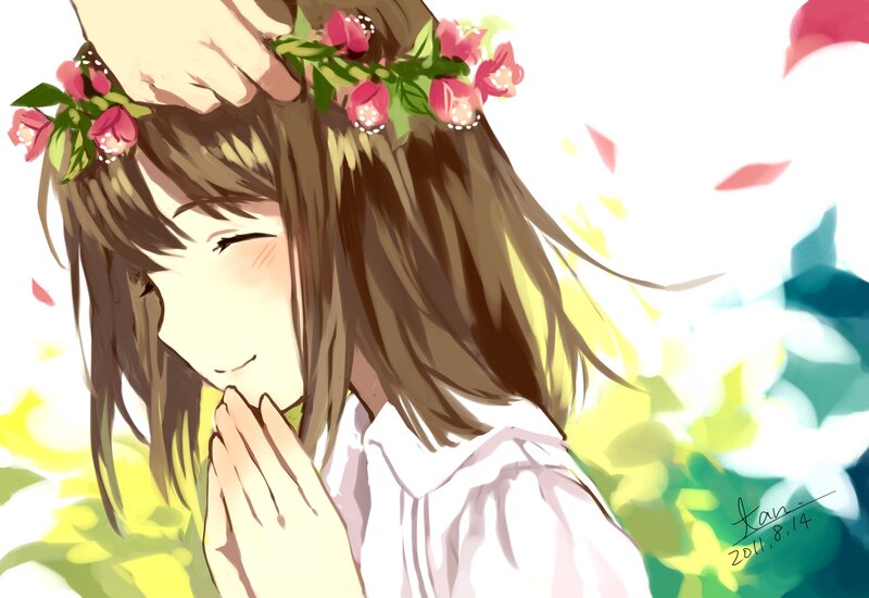 Anime Girl with Flower Crown — Brown
