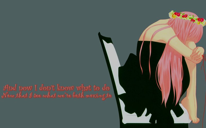 Anime Girl with Flower Crown — Pink, Melancholic
