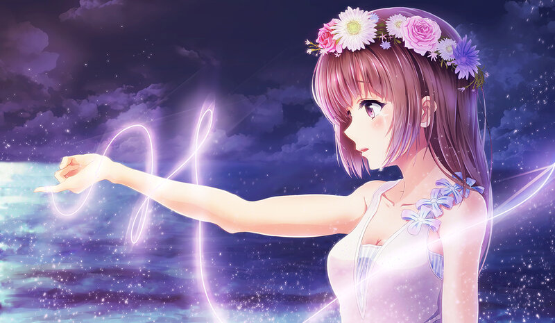 Anime Girl with Flower Crown — Purple