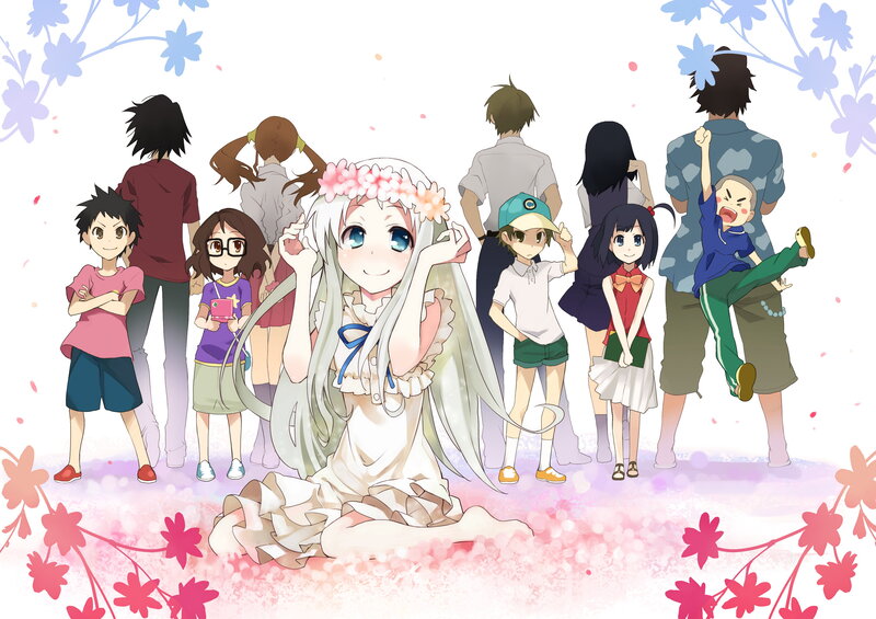 Anime Girl with Flower Crown — White