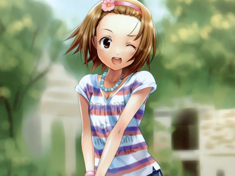 anime girl with flower hair clip