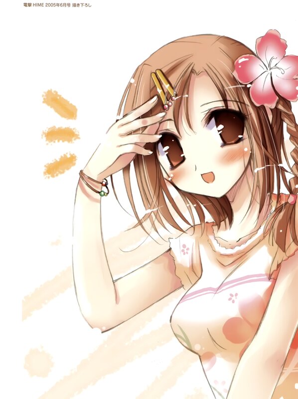 anime girl with flower hair clip