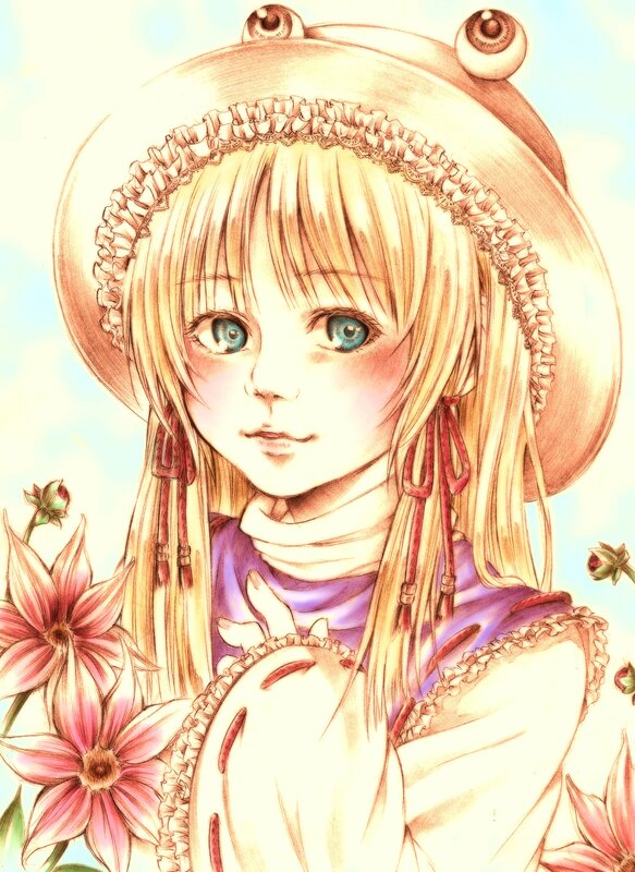 anime girl with flower hat