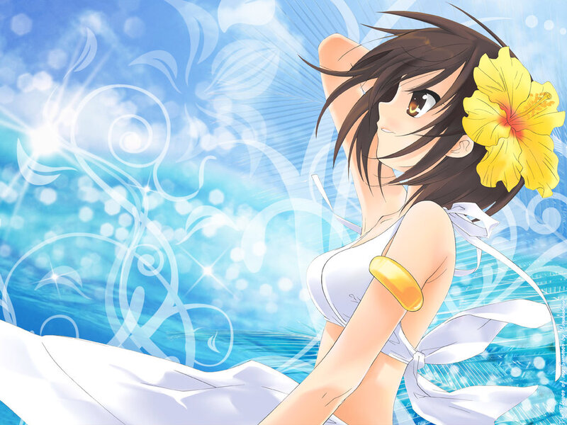 Anime girl with flower in hair