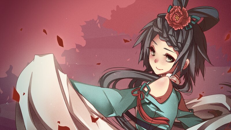 anime girl with flower in hair