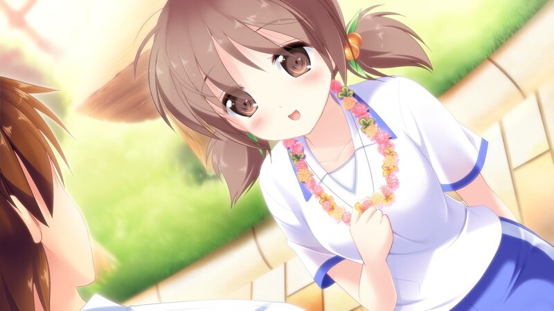 anime girl with flower necklace