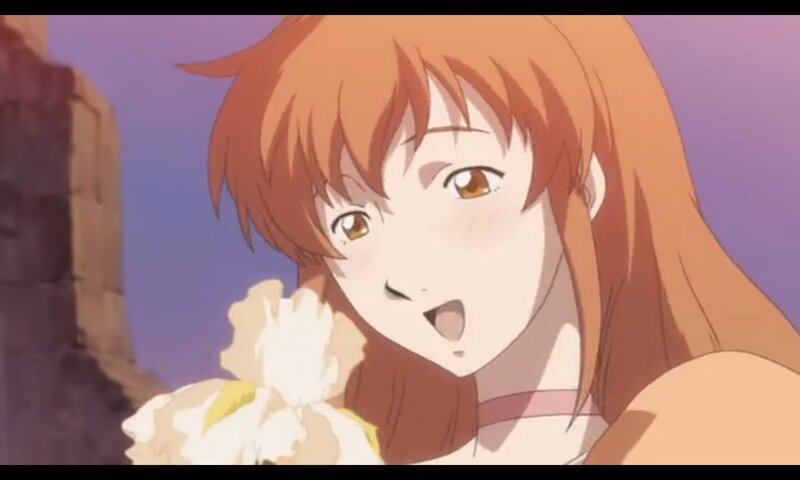 Anime Girl with Flower — Orange, Dramatic