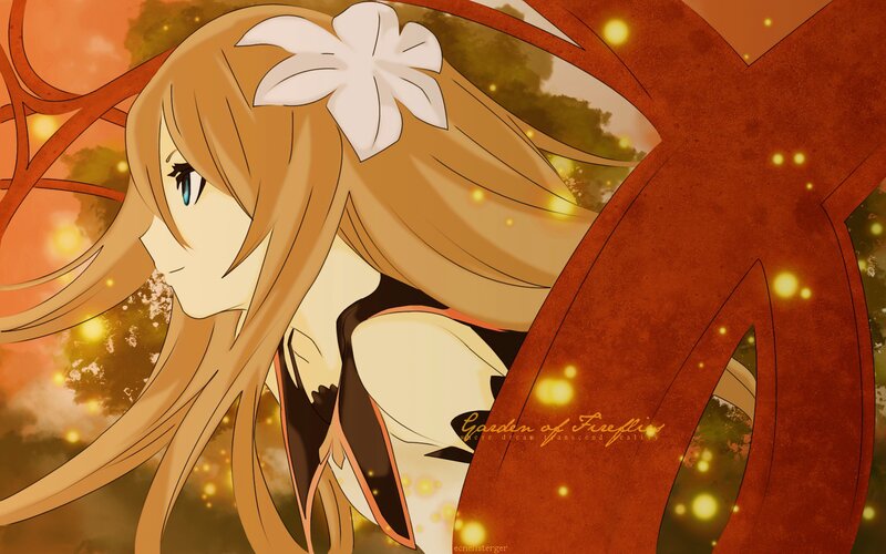 Anime Girl with Flower — Orange, Serene