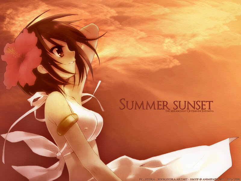 Anime Girl with Flower — Orange