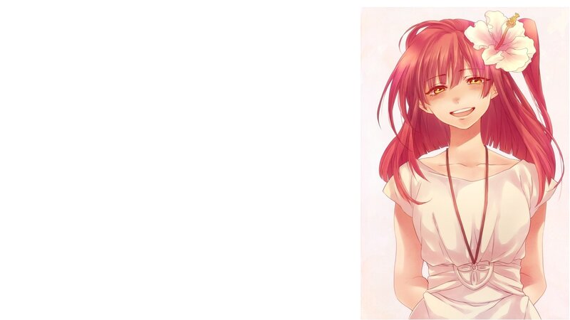 Anime Girl with Flower — Pink, Calm, Dress