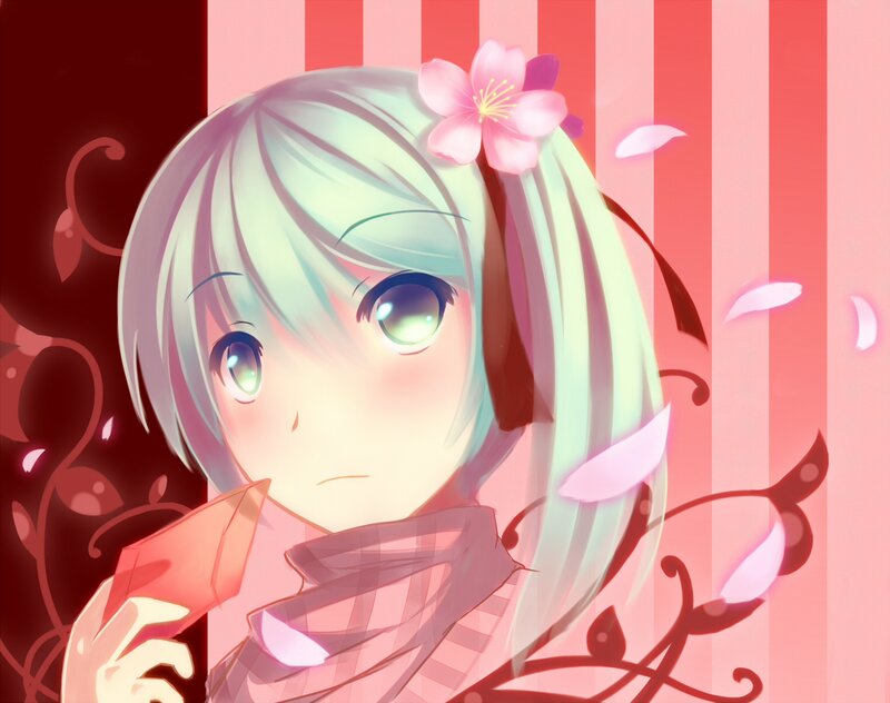 Anime Girl with Flower — Pink, Calm