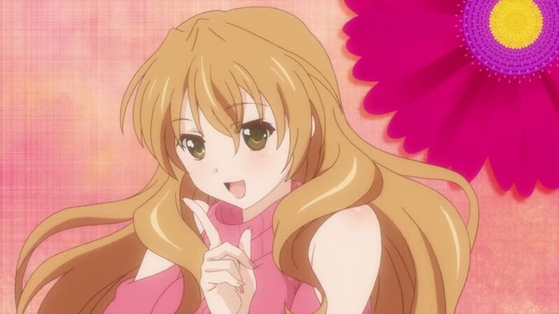 Anime Girl with Flower — Pink, Cheerful