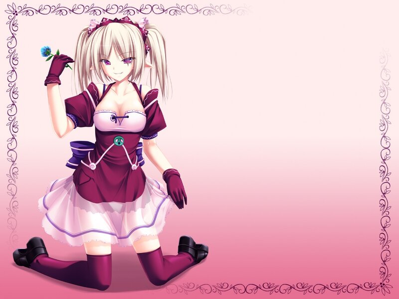 Anime Girl with Flower — Pink, Playful