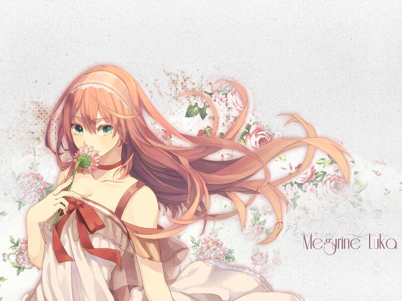 Anime Girl with Flower — Pink, Serene, Digital Art